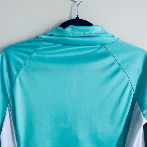 Women's Turquoise Quarter Zip Long Sleeve Pullover Athletic Top Size Large - Picture 2 of 5